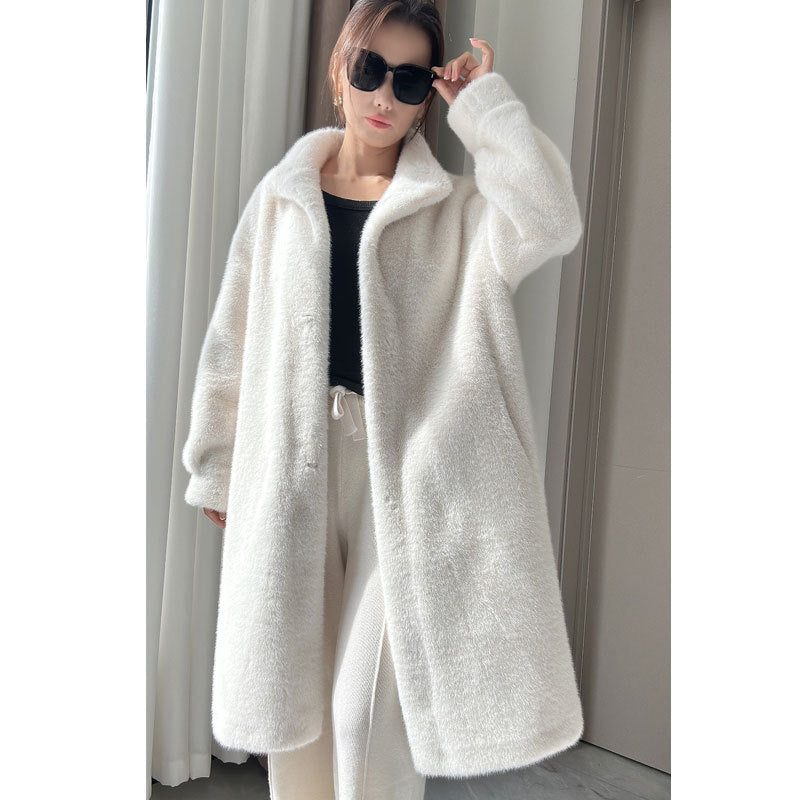 Women Plush Mink Faux Fur Coat