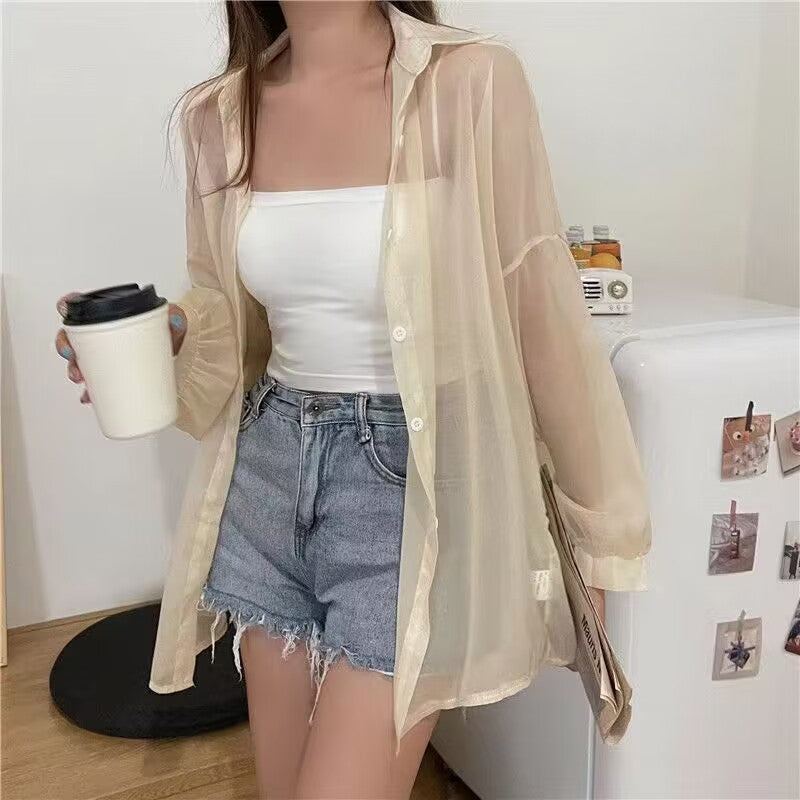 Women Pearl Yarn Thin Long-sleeved Jacket