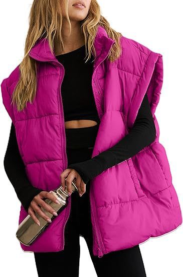 Solid Color Zipper Pocket Cotton-padded Vest Fashion Stand Collar Temperament Commute Coat