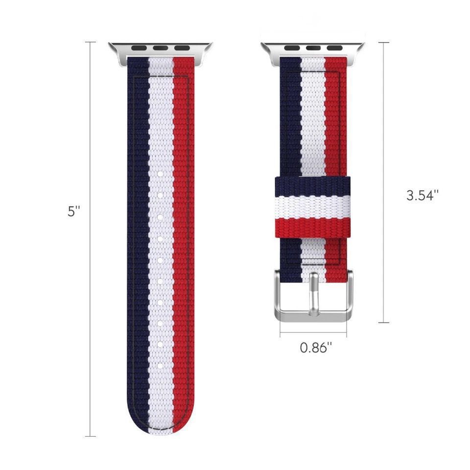Canvas Watch Band with Silver Buckle - Compatible with Apple Watch