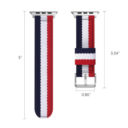 Canvas Watch Band with Silver Buckle - Compatible with Apple Watch