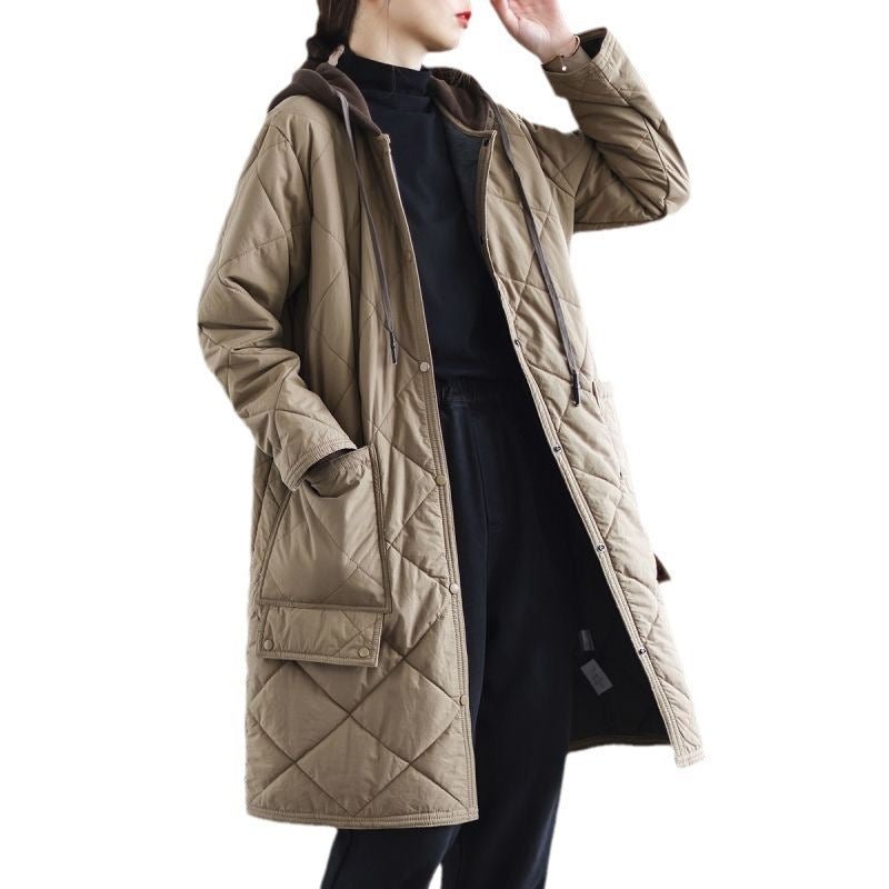 Hooded Large Pocket Long Warmth Retention Material Clothes Trench Coat