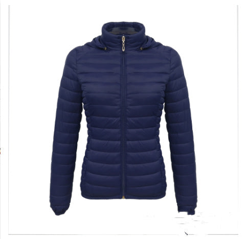 Women Autumn And Winter Zipper Short Hooded Detachable Cotton-padded Coat