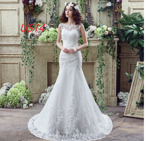 Bride Trailing Wedding Dress sexy Lace Mermaid Wedding DressW