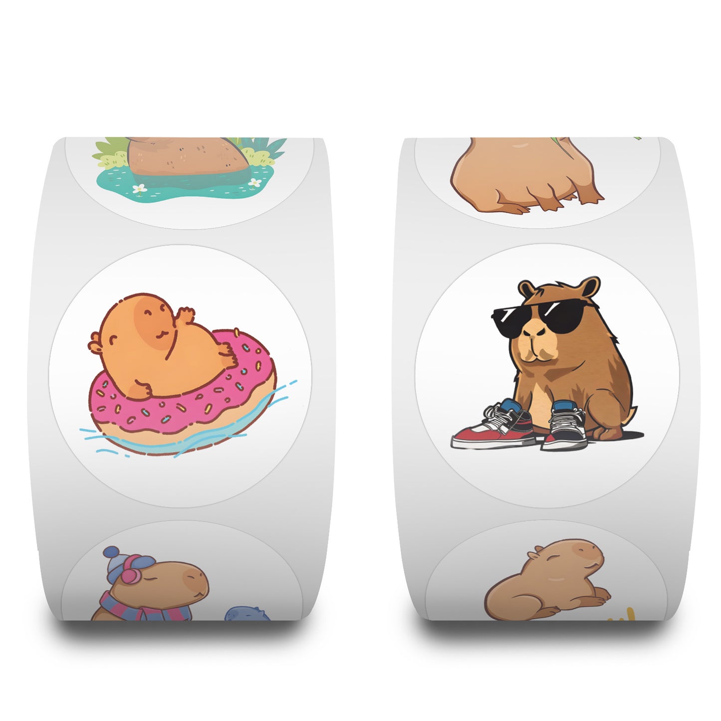 500 Stickersroll Cartoon Capybara Roll Stickers Children's Color Stickers Decorative Notebook Guitar Stickers