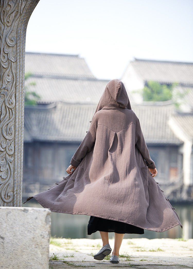 Retro Hooded National Style Cloak Robe Overcoat Coat