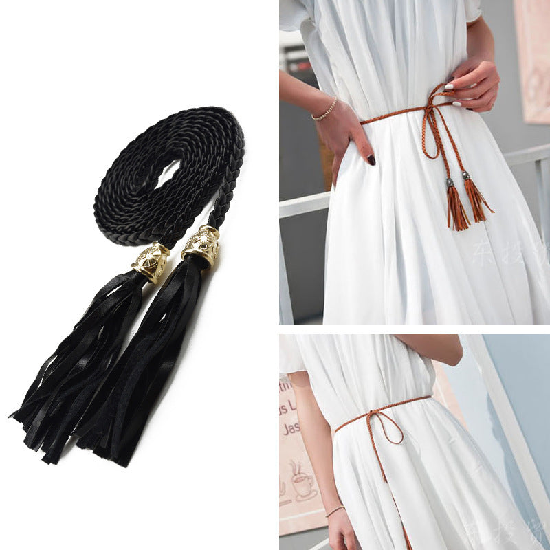 Women's Woven Belt Tassel Decorative Waist Chain