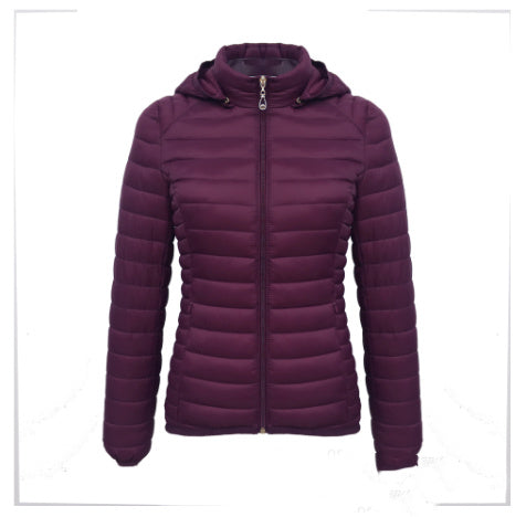 Women Autumn And Winter Zipper Short Hooded Detachable Cotton-padded Coat