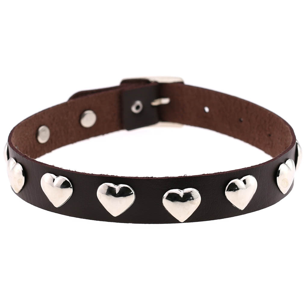 Collana con fibbia ad ardiglione con rivetti a forma di cuore, punk gotico originale Fan New