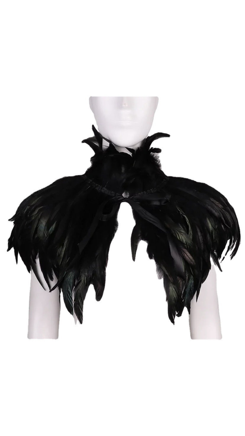 Amazon Gothic Cape With Feather Feather Collar