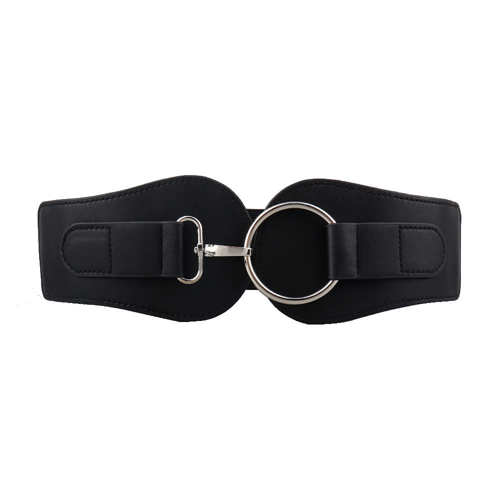 Women's Simple Sweet Cool PU Leather Decoration Wide Belt