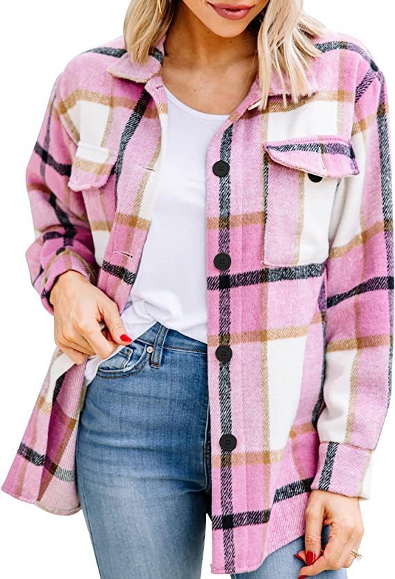 Flannel Jacket Casual Check Button Down