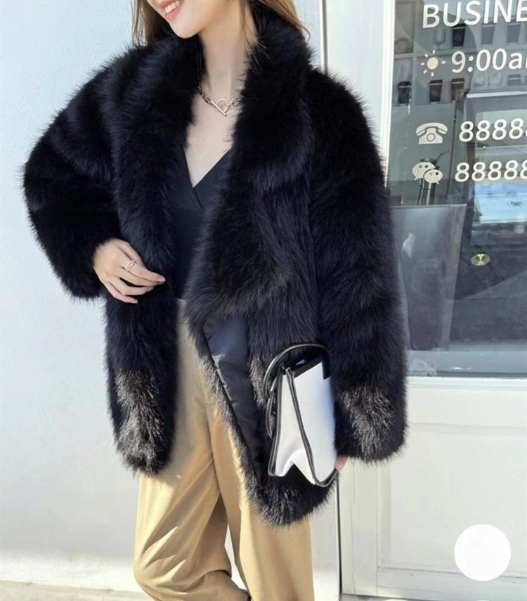 Mid-length Loose Comfortable Suit Large Lapel Artificial Wool Coat