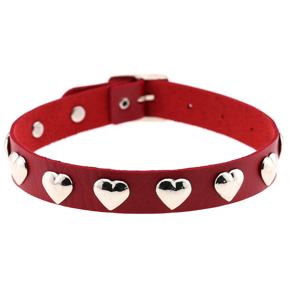 Collana con fibbia ad ardiglione con rivetti a forma di cuore, punk gotico originale Fan New