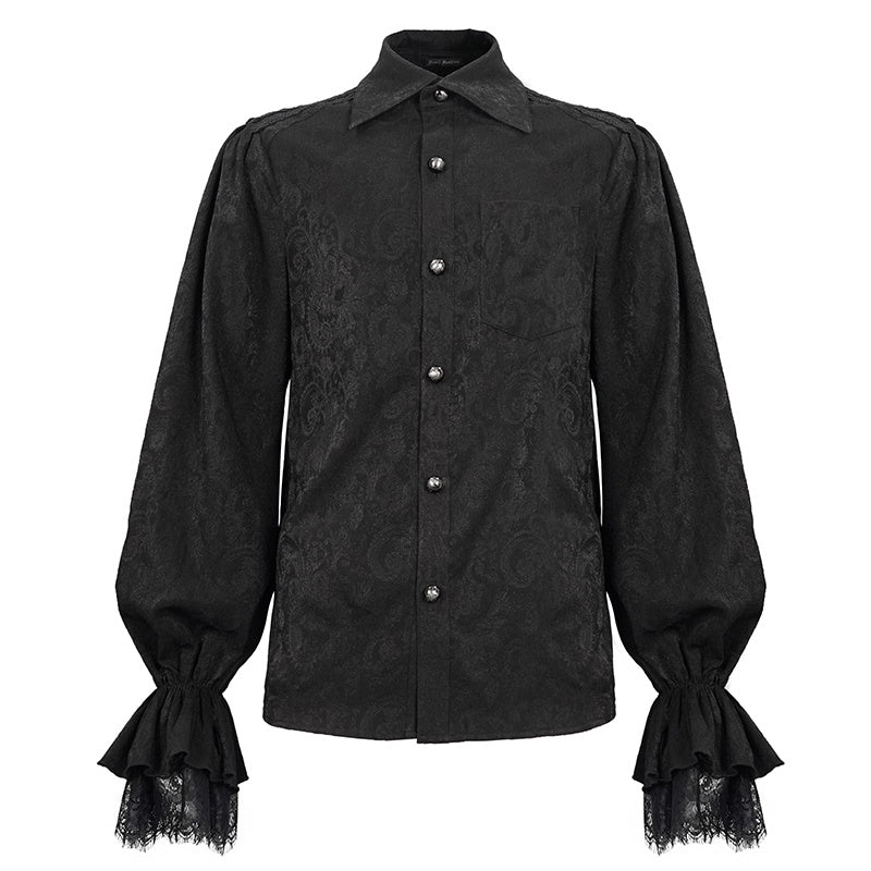 Men Ruffled Gothic Long Sleeved Shirt