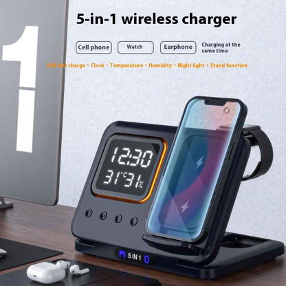 15W Wireless Charging Stand with LED Alarm Clock