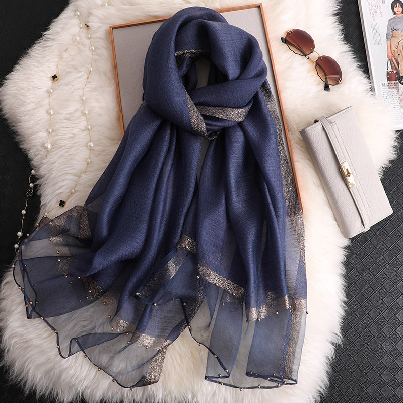 Fashion Big Red Silk Scarf Women's Thin Scarf All-match