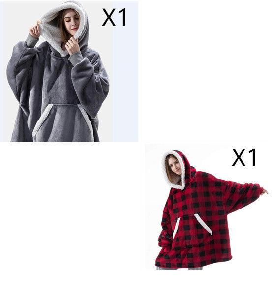 Men And Women Can Wear Zipper Flannel Lazy Blanket