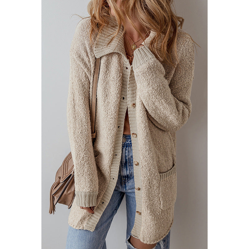 European And American Leisure Versatile Mid-length Knitted Cardigan Sweater