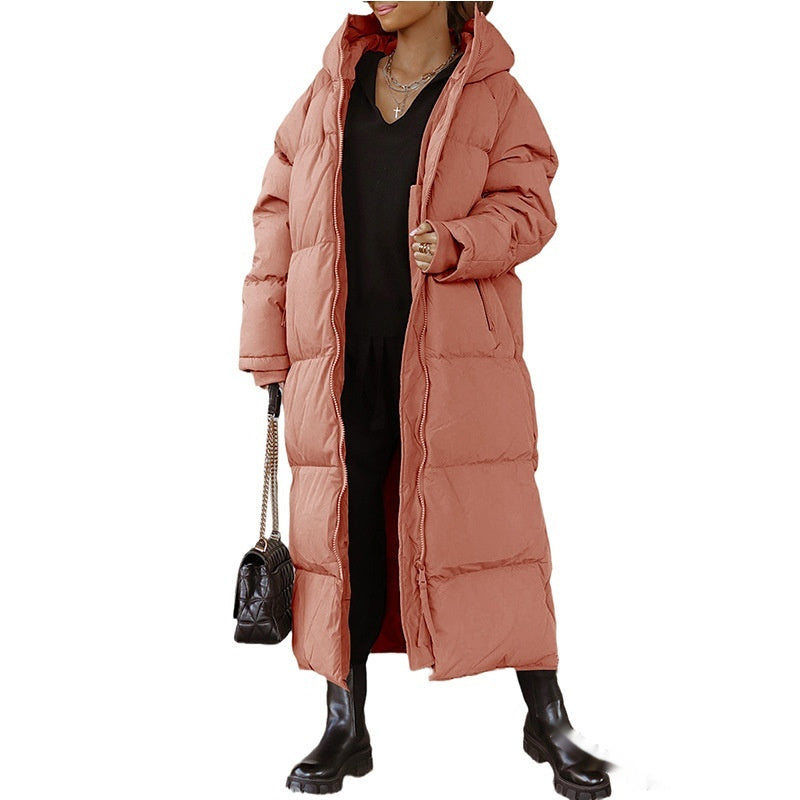 Women Hooded Long Casual Zip Coat