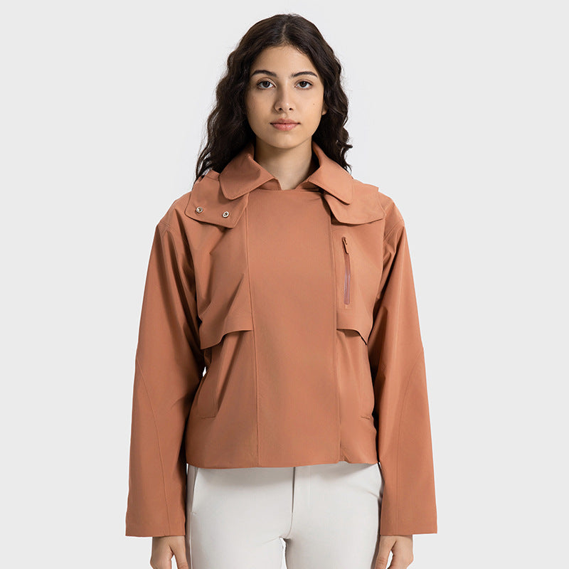 Women Windproof, Waterproof And Breathable Short Trench Coat