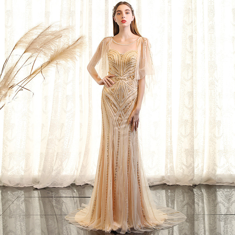 Temperament High-end Bride Fishtail Evening Dress Woman