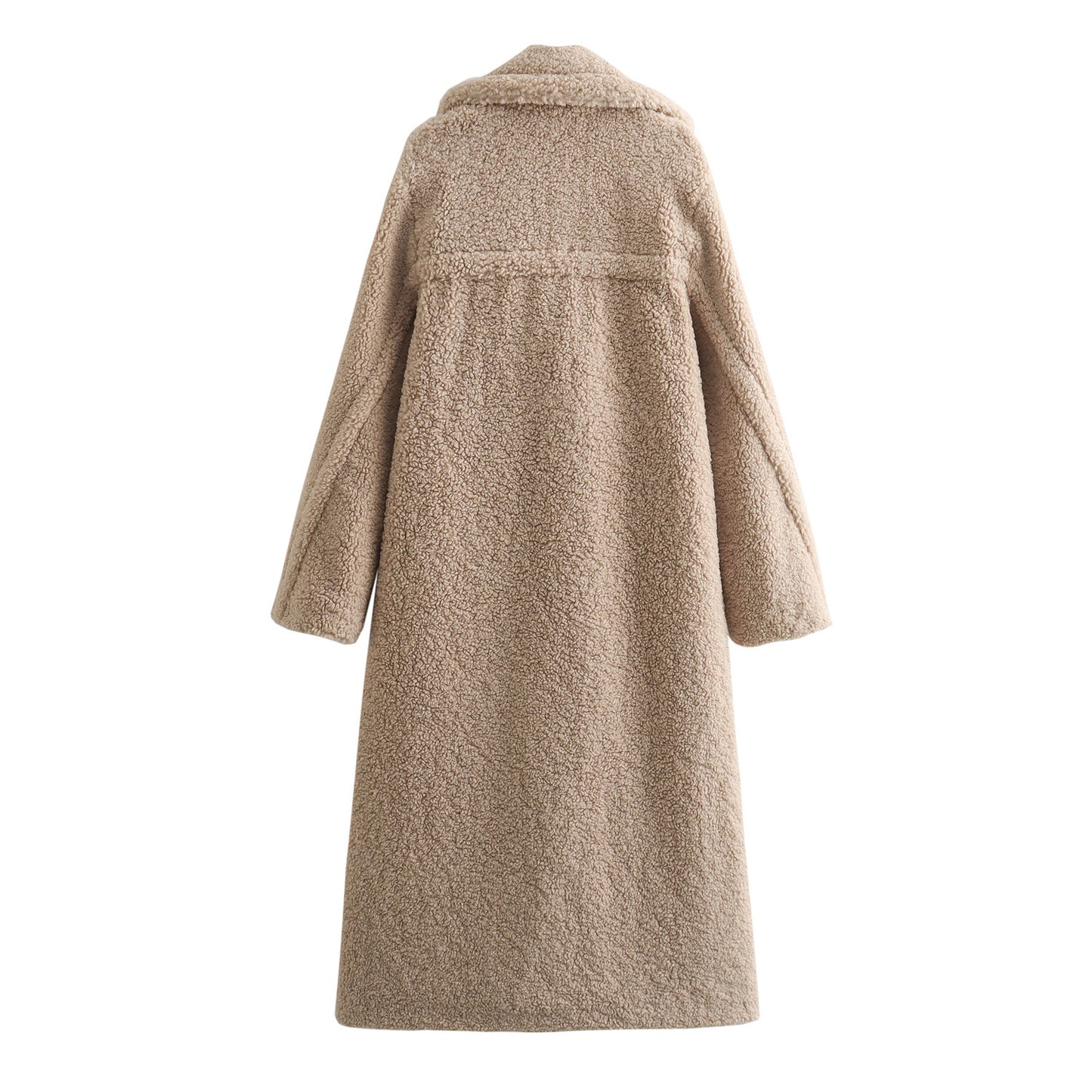 Women Autumn Fleece Double Row Ornament Loose Coat