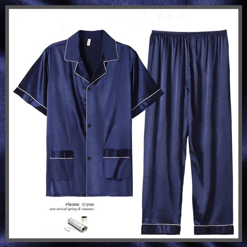 Men's Summer Short Sleeve Trousers Thin Homewear Suit