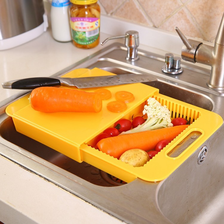 Multifunctional Kitchen Chopping Block with Drain Basket for Effortless Meal Prep - Mallora Shop