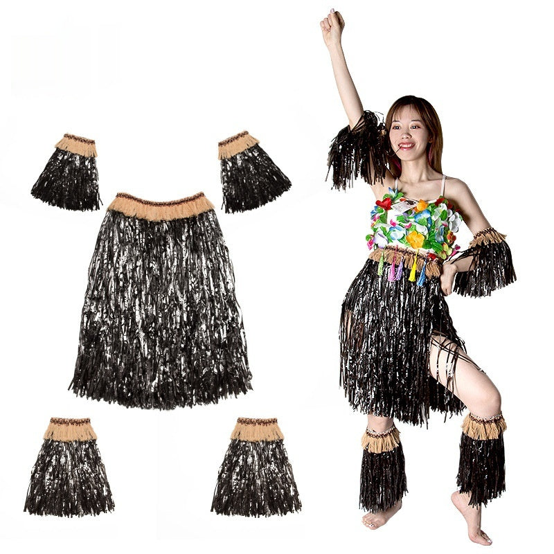 Hawaiian Style Party Grass Skirt Suit