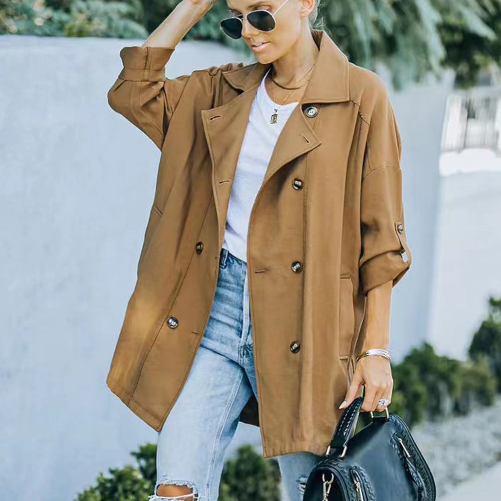 Medium Long Loose Casual Long Sleeve Trench Coat