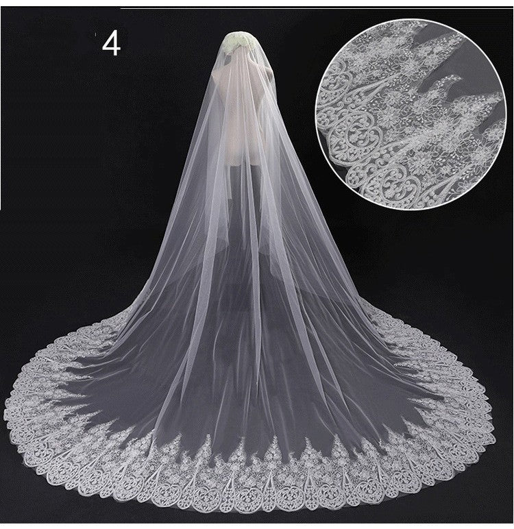 Bridal Wedding Long Tail Luxury Fairy Wedding Veil