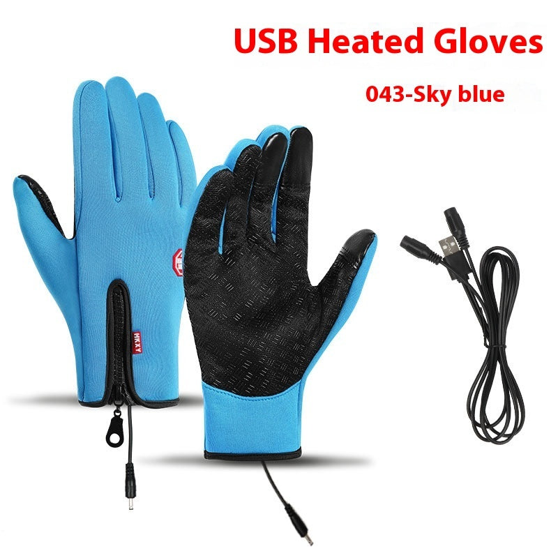 USB Electric Heating Heating Gloves Winter Outdoors Sports Skiing Warm Waterproof Non-slip