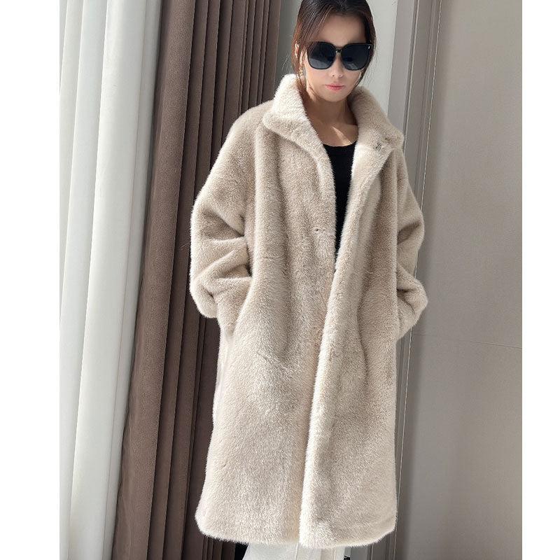 Women Plush Mink Faux Fur Coat