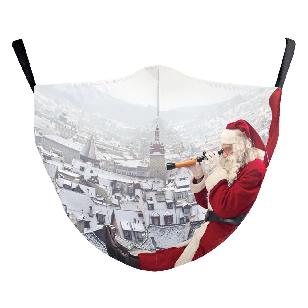 Snowflake Christmas Red Digital Printing Double-layer Dust Mask