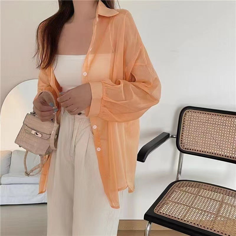 Women Pearl Yarn Thin Long-sleeved Jacket