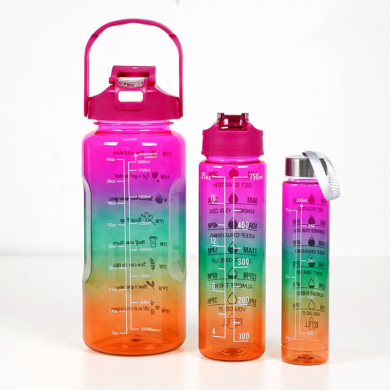 3-in-1 Motivational Water Bottles Set with Gradient Color Design - Mallora Shop