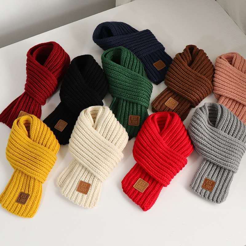 Autumn And Winter Solid Color Knitted Children's Warm Scarf