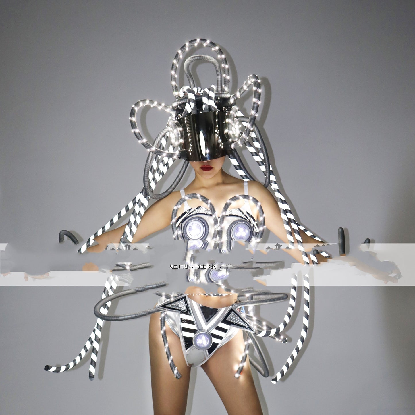 Cyberpunk Performance Suit Luminous Led Silver