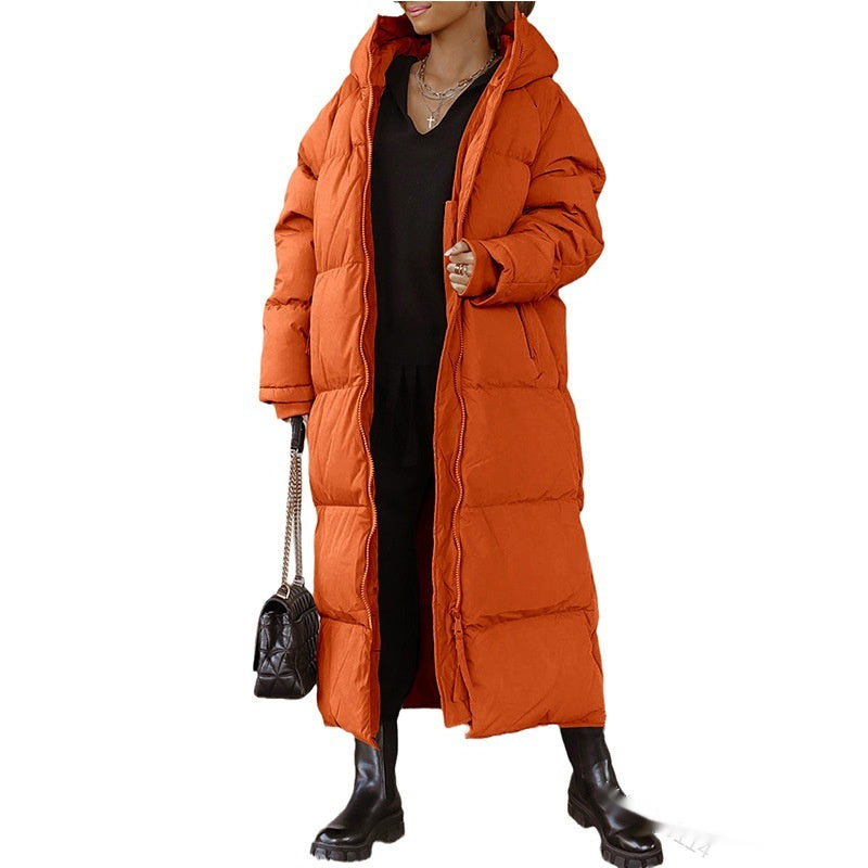 Women Hooded Long Casual Zip Coat