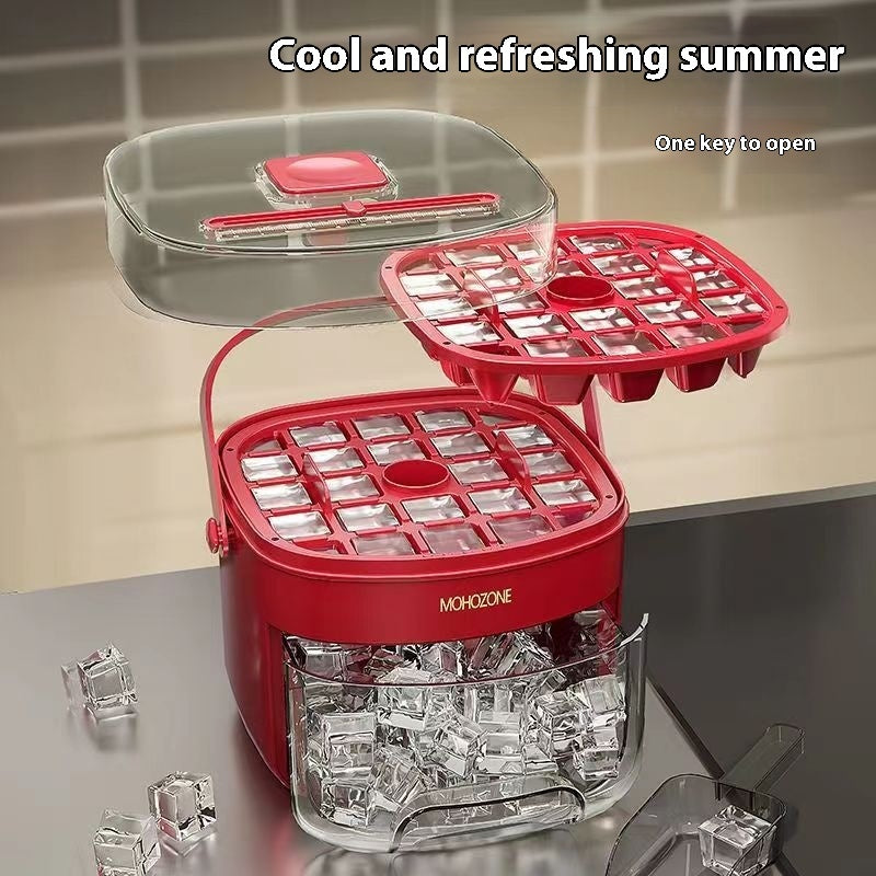 Press-type Portable Ice Tray - Large Capacity Ice Bucket