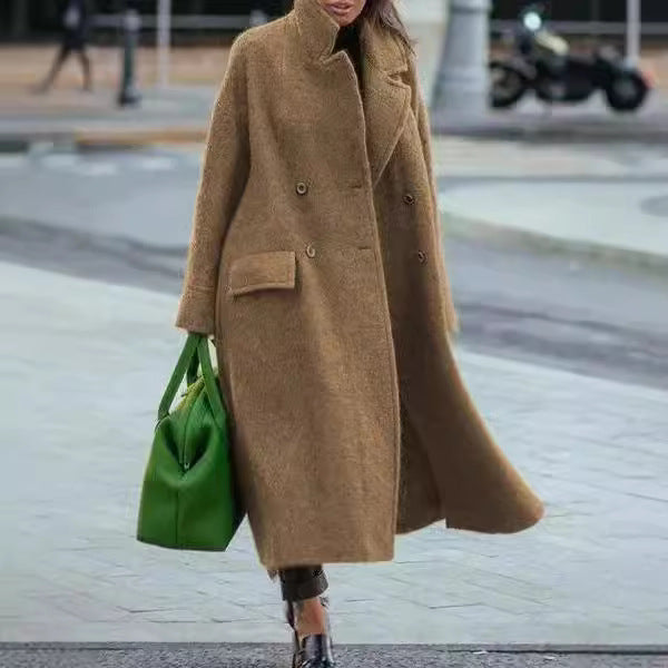 Pure Color Warm Keeping Woolen Coat