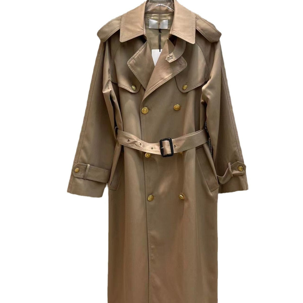 Women Waist-tight Jacquard Lining Trench Coat