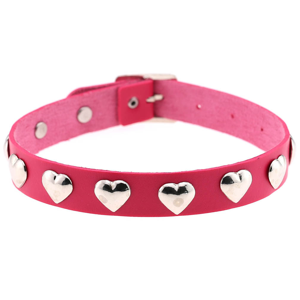 Collana con fibbia ad ardiglione con rivetti a forma di cuore, punk gotico originale Fan New