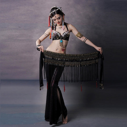 Belly Dance Waist Scarf Performance Tassel Hip Scarf Ethnic Tribe Dance Costume Belly Dance Waist Chain