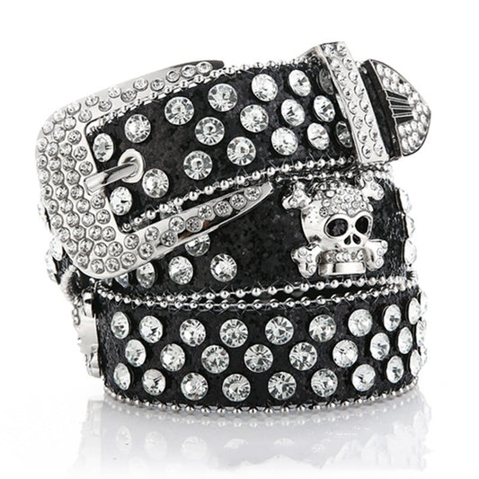 Women's Cowboy Style Skull Rhinestone Belt