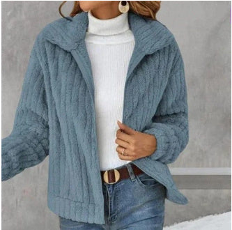 Women's Fleece Lapel Cropped Jacket