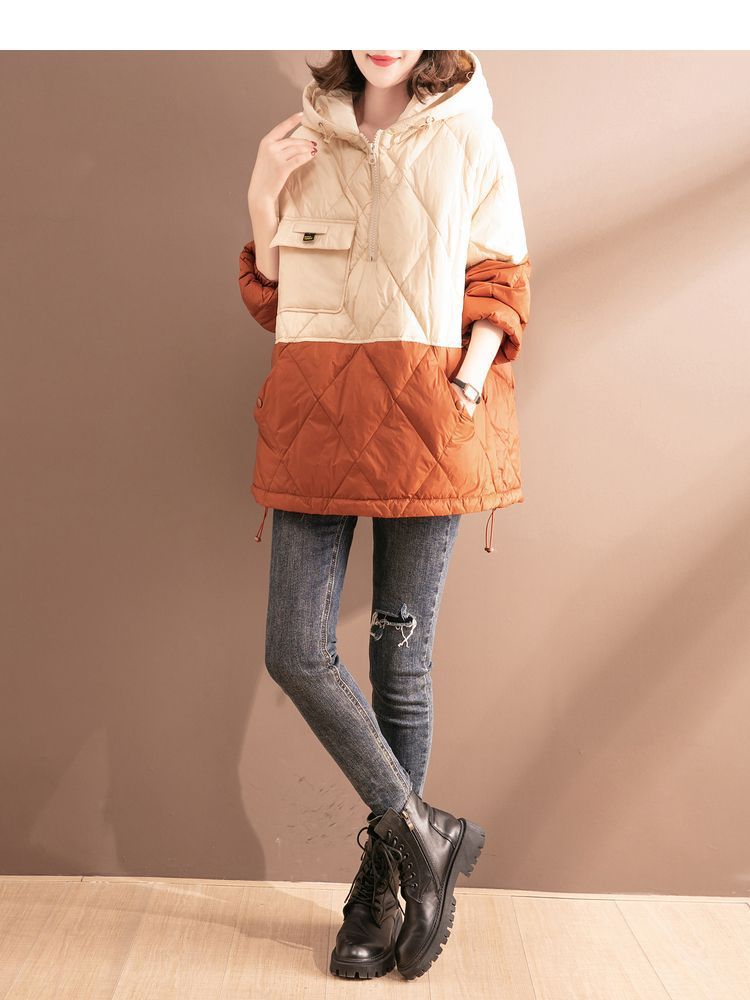 Women Light Thin Loose Warm Hooded Cotton Coat